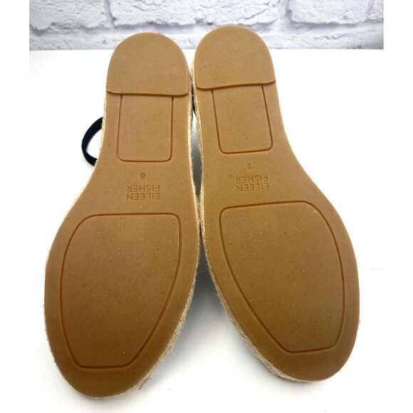 Eileen Fisher LaLa tumbled leather Black Espadrille Shoes Sandals Ladies Size 8 - Picture 6 of 11